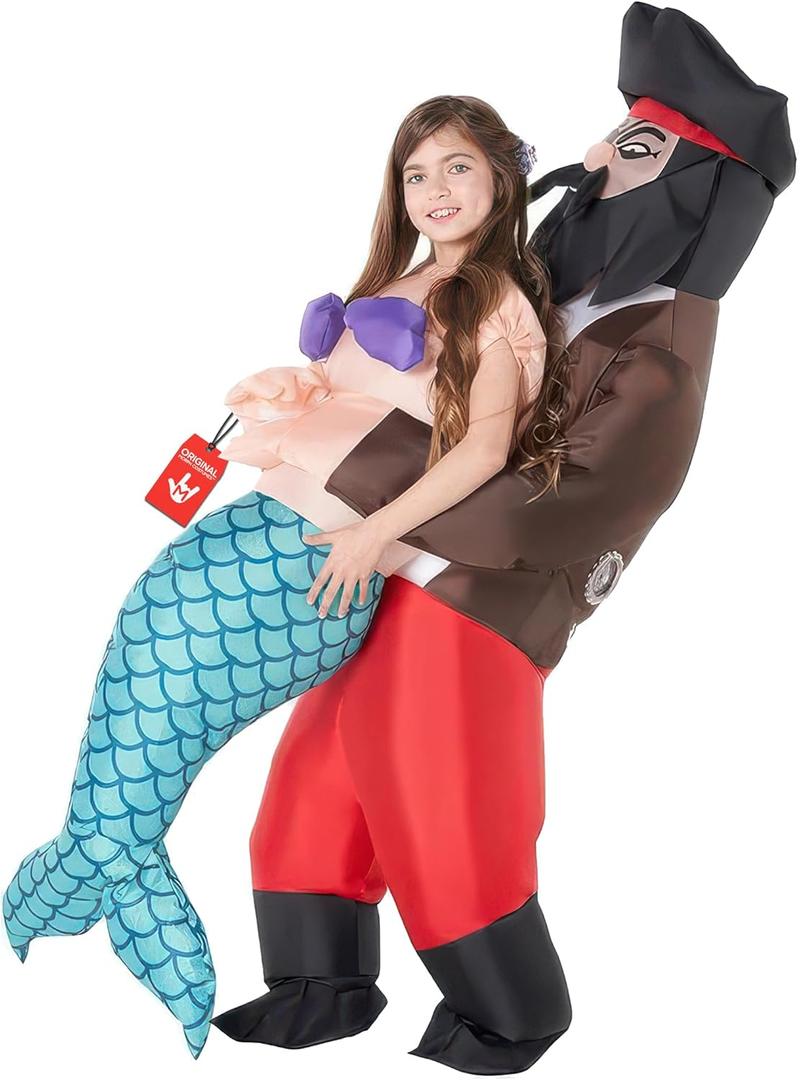 Morph Inflatable Mermaid Costume Kids, Blow Up Pirate Costume Children, Mermaid Inflatable Costumes for Girls