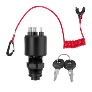 5005801 Boat Ignition Switch with 2 Keys and Safety Lanyard Assembly Compatible with OMC Johnson Evinrude 40-200HP Outboard Motors Replace# 175974