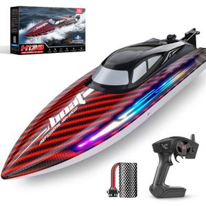 RC Boat for Kids & Adults, Fast Remote Control Boat 30+KPH, 7 LED Lights | Self‑Righting,Water Cooling,Fully Waterproof,Demo,20 Mins, Rechargeable Battery,2.4GHz Racing Boats Pool & Lake Summer Toys