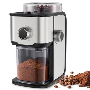 Ollygrin Burr Coffee Grinder Electric, Adjustable Flat Burr Coffee Grinder, Coffee Beans Grinder for Home Use, Compact with 14 Grind Sizes for Home & Office