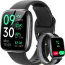 Fitpolo Smart Watch, 1.85" AMOLED Fitness Tracker with Bluetooth Call, Heart Rate/Sleep/SPO Monitor, 100+ Sports Modes, 3ATM Waterproof Smartwatch for Android/iPhone/Samsung, Includes 2 Bands (Black)