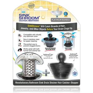 SinkShroom Ultra Revolutionary Bathroom Sink Drain Protector, Stainless Steel with Stopper