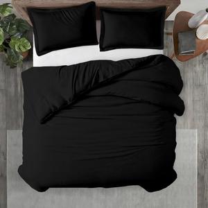 Kotton Culture 1 Pc Duvet Cover Queen Size/Full Size-100% Egyptian Cotton 600 Thread Count Ultra Soft Premium Durable Comforter Cover Zipper Closure & Corner Ties- (Black, 90" X 90")