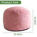 HIGOGOGO Round Stuffed Pouf Ottoman, Corduroy Poufs with Foam Chunk Filling, Furry and Fluffy Pouf Foot Stool Storage Ottoman, 20 X 15 Floor Poufs Foot Rest for Living Room, Pink (20 inch)