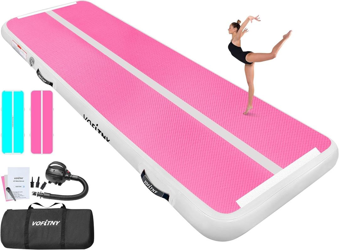 6.6 ft Double faced Inflatable Gym Mats 4'' Thick Air Mat Tumble Track for home/ gymnastics/ cheer/ tumbling