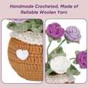 Knitting Crochet Flowers Potted Plants: Artificial Knitted Potted Flowers for Home Office Decoration (Purple Roses)