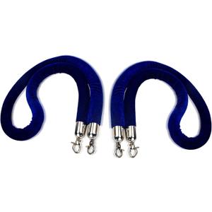Blue Velvet Stanchion Rope  Crowd Control Ropes Barrier with Silver Hooks for Party, 71 Inch, 8PCS