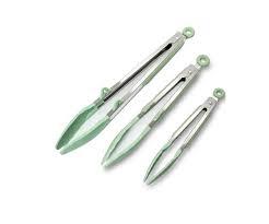 Kitchen Tongs, Stainless Steel Cooking Tongs with Silicone Tips, 600ºF High Heat-Resistant Non Scratch Locking Tongs for Cooking BBQ Grilling Air Fryer Pans, Set of 3 (7" 9" and 12") Sage Green