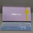 UBOTIE Colorful Computer Wireless Keyboards Mouse Combos, Typewriter Flexible Keys Office Full-Sized Keyboard, 2.4GHz Dropout-Free Connection and Optical Mouse (Blue Gradient)