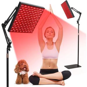 12.2" Square Red Light Therapy for Body and Face,660nm and 850nm Near Infrared Red Light Therapy Device,Red Light Therapy Panels with Adjustable Stand for Skin, Muscles Pain