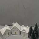 DN DECONATION Light up Christmas Decor Ceramic Village Houses, 3Pcs White Christmas Porcelain Villages with Frosted Trees, Holiday House Figurines Xmas Village Sets for Winter Table Decoration Indoor