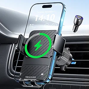 Guceful Wireless Car Charger, Phone Holders for Your Car 15W Fast Charging Auto Clamping, Air Vent Car Phone Mount for iPhone 17 16 15 14 13 Mini Pro Max XR, Samsung Galaxy S25 Ultra S24 S23 S22 S21