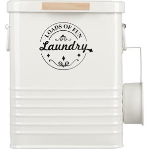 Laundry Detergent Powder Container Dispenser Holder for Laundry Room Organization. Metal Laundry Soap Dispenser with Scoop and Lid. Modern Farmhouse Laundry Room Decor and Accessories (Cream)