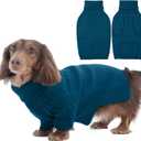 IECOii Dachshund Sweater,Turtleneck Dog Sweater for Small Medium Dogs Girl,Stretchy & Breathable,Warm Knitted Pullover Coat,High Neck Knitwear for Cold Weather Indoor & Outdoor Wear (Peacock Blue,M)