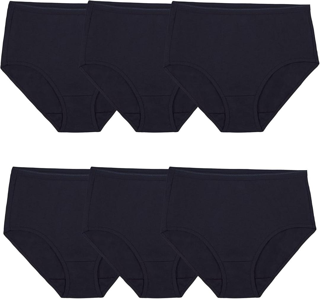 Fruit of the Loom Women's Black Cotton Brief (6, 6 Pack - Black)