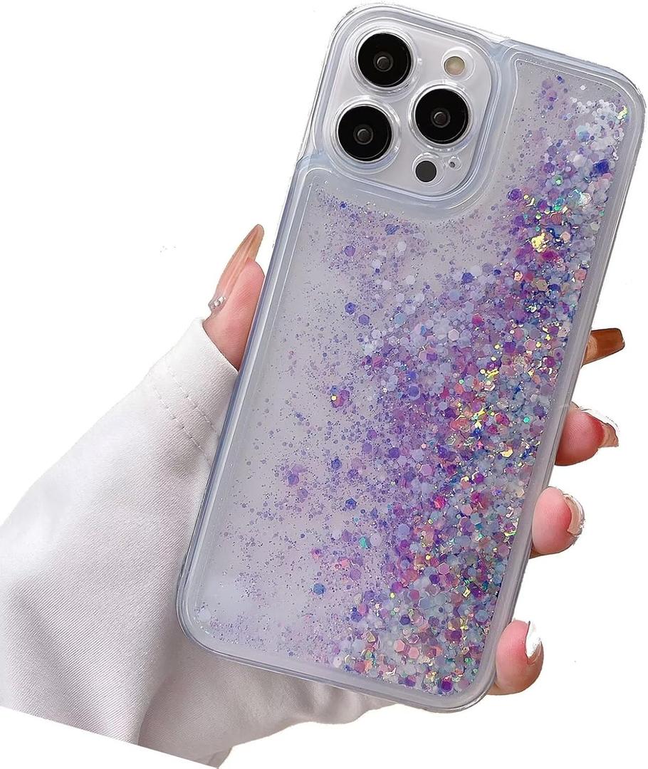 Miagon Luminous Effect Moving Quicksand Back Case Cover for iPhone 16 Plus,Noctilucent Glow in The Dark Flowing Glitter Sparkle Liquid Clear Bumper