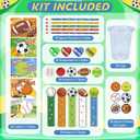30 Pack-210+ Piece Sports Stationery Gift Set, Valentines Day Gifts Cards for Kids Classroom Exchange Prize, Valentine's Sports Party Favors with Cards Cups Pencils Rulers Stickers Erasers
