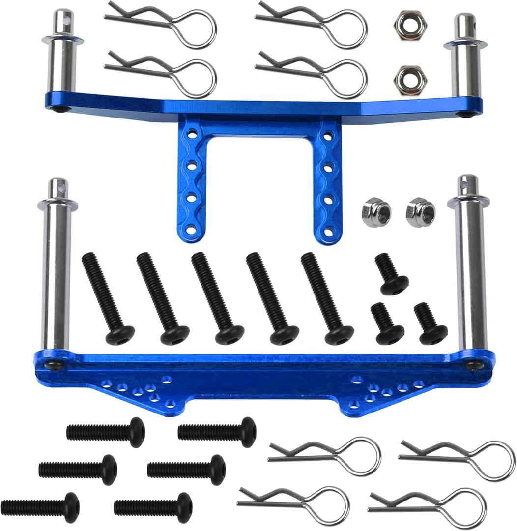 Metal Front & Rear Body Mounts Body Posts Upgrade Parts Compatible with Traxxas Slash 2WD Rustler Stampede VXL 1/10 RC 2WD Car (Blue)