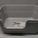 2 Pack Low Entry Litter Box for Kittens & Senior Cats, High Sided Litter Boxes with Handle, Anti-Splash Plastic Large Litter Tray Pan for Big Cat, Easy to Clean, 19.6" L*13.7" W*8.6" H (Grey)