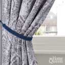 Home Queen Hand Braided Curtain Tieback, Buckle Drapery Curtain Tie Back, 4 Rope Belt Curtain Tie with 4 Metal Hooks, Navy