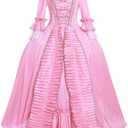 CosplayDiy Women's Queen Marie Antoinette Rococo Ball Gown Gothic Victorian Dress Costume Pink And White Size M