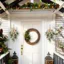 SY Super Bang 2PCS Christmas Decorations, 19Inch Artificial White Berry Front Door/Fireplace Hanging Decorations Include Linen Bow Green Plant, for Home Holiday Wall Party Xmas Decor.