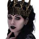 2 x KIPETTO Halloween Crow Crown Gothic Crown Headpiece Evil Queen Crowns Witch Costume Hair Accessories for Halloween Party Theme Costumes,Gold