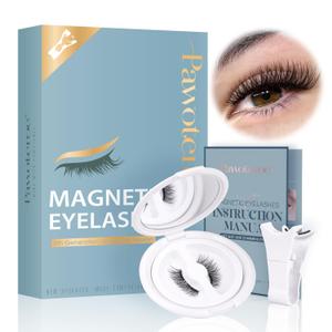 Pawotence Magnetic Eyelashes without Eyeliner Magnetic Lashes with Applicator, Soft Magnets False Eyelashes Magnetic Lashes, No Glue No Eyeliner Needed Easy to Wear Reusable Magnetic Eyelashes Kit