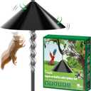 2-in-1 Squirrel Baffle for Bird Feeder Pole Shepherds Hooks with 40" Spikes Set, 19" Dia Raccoon Buster Cone, Bird House Guard for Outdoors Stand Mount & Hanging, Rust Chew Proof Heavy Duty ABS (Black)