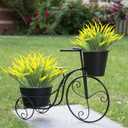 Grunyia 10 Bundles Artificial Plants Outdoor Fake Grass with Flowers UV Resistant Greenery Garden Porch Window Box Decorating (Yellow)