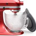 Glass Bowl Compatible With KitchenAid 4.5-5QT Tilt-Head Stand Mixers, Glass Mixing Bowl Replacement with Pour Spout for Kitchen Aid Mixer Accessory, Microwave & Freezer Friendly