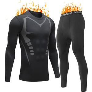 Upgraded Thermal Underwear for Men Long Johns Set for Cold Weather Base Layer Top & Bottom with Fleece Lined, Size: L