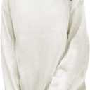Mrskoala Womens Tops Casual Knit Sweater Long Sleeve Pullover Loose Shirts Fall Clothes (White, L)