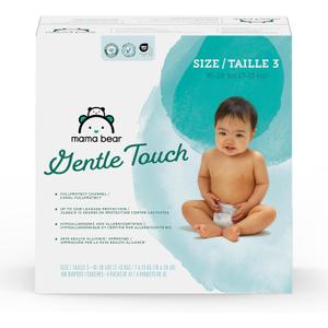 Amazon Brand - Mama Bear Gentle Touch Baby Diapers, Size 3, 168 Count (4 packs of 42), Leakproof, Keeps Baby Dry, Skin Safe, Formulated without Fragrance with Wetness Indicator