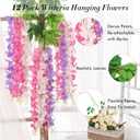 Waipfaru 24 Pack Wisteria Hanging Flowers, 3.6 Feet Wisteria Artificial Flowers, Wisteria Garland, Hanging Flowers for Wedding Decoration, Vines for Bedroom Home Wall Decor (White & Pink & Purple)