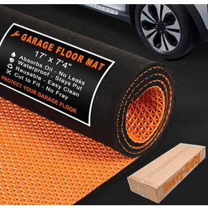 Heavy-Duty Garage Floor Mat 17' x 7'4" - Waterproof Garage Flooring for Cars & SUVs, Durable Garage Mats for Floor, Oil Spill Resistant Garage Mat, Easy-to-Clean Garage Rug for Floor, Under Car Mat