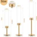 Gold Hurricane Candle Holders Set of 6, Tall Metal Windproof Glass Taper Candle Holder for Candlestick, Candle Sticks Decor, Table Centerpieces for Wedding, Candlelit Dinner Party Fireplace Decoration