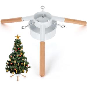 Sliner Christmas Tree Stand Christmas Tree Base Holder Stand for 8ft Tree Christmas Tree Decorations Fits up to 4.3" Less Real and Artificial Tree Base Stand for Xmas Tree up to 120 Lbs (White)