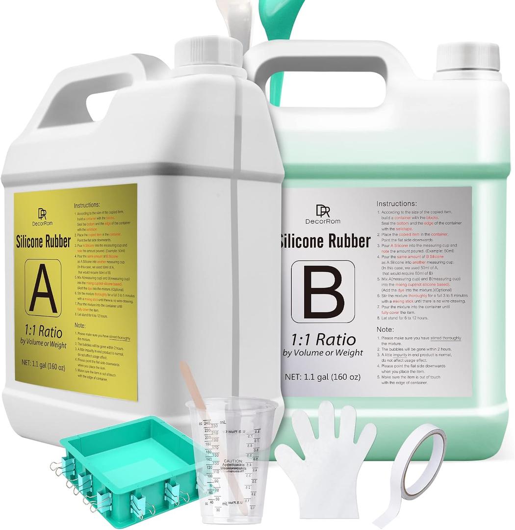 Silicone Mold Making Kit - 2.2 Gallon Liquid Silicone Rubber 15A with Adjustable Mold Housing - Fast Cured Easy 1:1 Mixing Ratio Silicone Casting for Making DIY Silicone Resin Molds, with Instructions