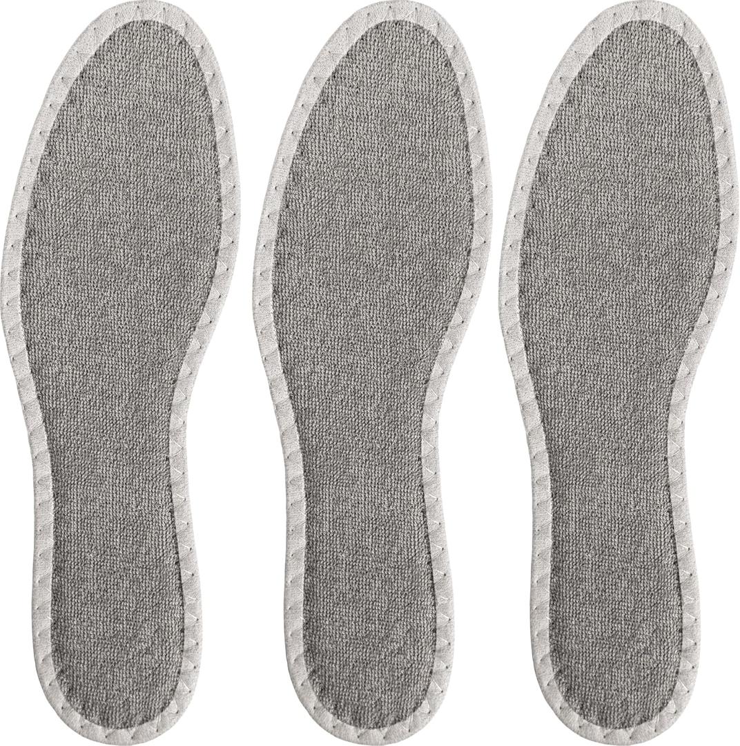 pedag Deo Fresh Natural Terry Cloth & Sisal Insoles, Handmade in Germany, Fully Washable, Perfect for Keeping Feet Dry and Fresh in The Summer, US W12 M9 / EU 42, Grey, 3 Pair