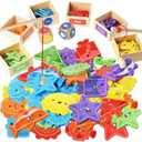 Montessori Fishing Game for Toddler 1-3,Wooden Magnetic Fishing Game,Early Educational-Shape & Color Sorting Toy for Kid 3-5,Preschool Learning Fine Motor Skill,Classroom Matching Activity