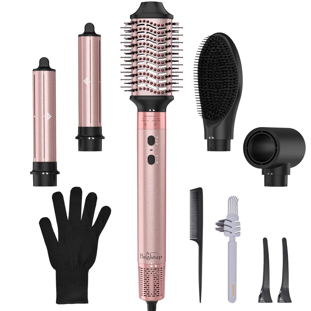 Brightup Air Styler & Hair Dryer Brush, Professional Multi Hair Styler with 110,000 RPM High-Speed Negative Ionic Blow Dryer, Auto Wrap Curlers, Fast Drying Styling Curling Straightening Volumizing