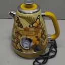 Hazel Quinn X Eduardo Recife Electric Kettle - 1200W Fast Water Boiling, 1.7L/57oz, All 304 Stainless Steel Interior, BPA-Free, Auto Shut-Off, Cordless Retro Teapot with Thermometer - Floral Patterned