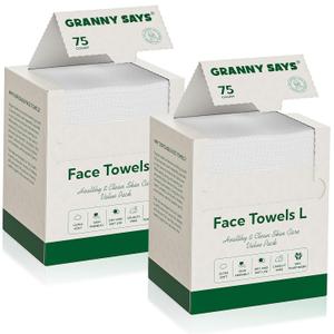 GRANNY SAYS Disposable Face Towel, 150 Count/2 Boxes, 10" x 8" Biobased Face Towels, Face Towelettes Disposable, Super Soft Facial Towels for Sensitive Skin, Travel, Makeup Remover
