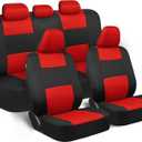 BDK PolyPro Car Seat Covers Full Set in Red on Black Front and Rear Split Bench Seat Covers, Easy to Install, Accessories for Auto Trucks Van SUV