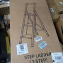 HillhutApex 3 Step Foldable Aluminum Step Ladder with Handgrip, Anti-Slip Pedal, 330 lbs Capacity, Lightweight & Portable for Home, Kitchen, Office, Garage (White)