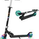 BELEEV V1 Scooters for Kids, 2 Wheel Folding Kick Scooter for Girls Boys, 3 Adjustable Height, Light Up Wheels, Lightweight Scooter with Sturdy Frame, Kickstand for Children 3 to 12 Years Old (Black)