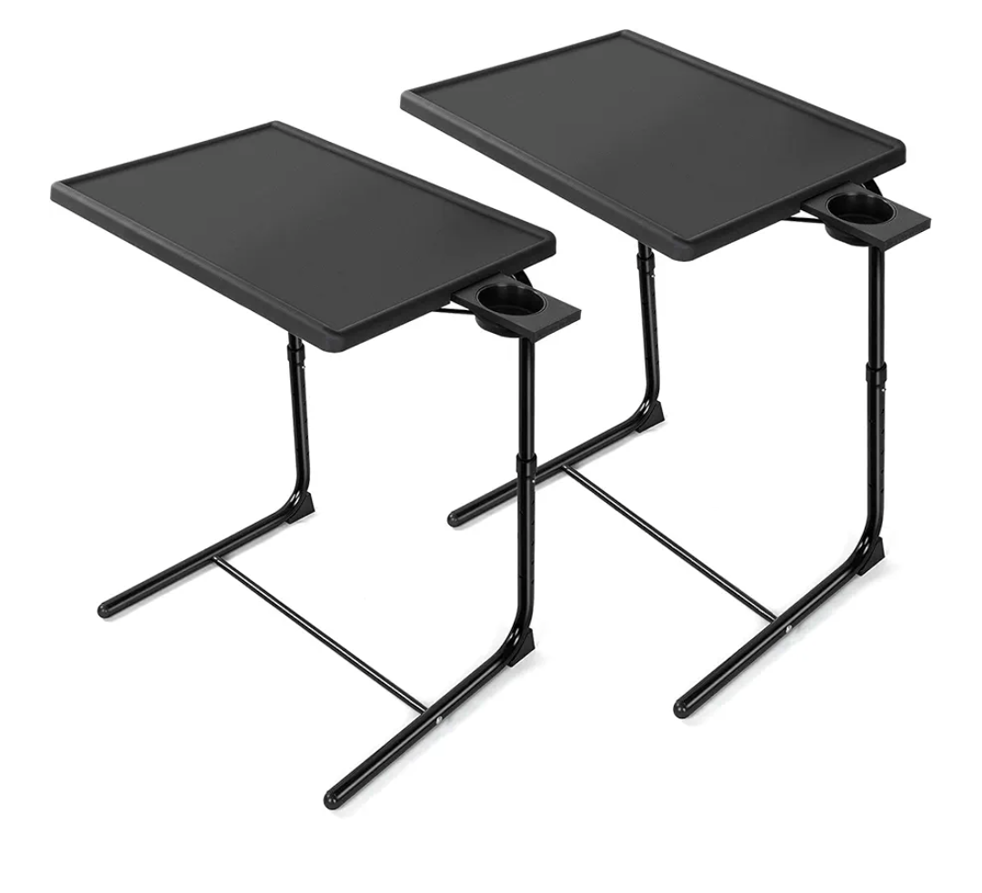 HUANUO Adjustable TV Tray Set of 2 - TV Dinner Tray on Bed & Sofa, Comfortable TV Tray Table with 6 Height & 3 Tilt Angle Adjustments (2 Pack)