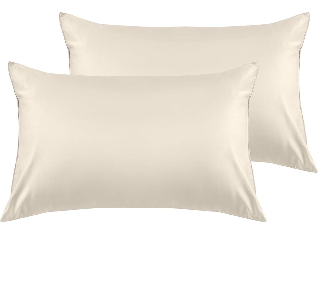 Warmstar Cotton Pillow Cases Standard Size Set of 2, 600 Thread Count Pillowcases 20x26 Inches, Soft Long Staple Cotton Pillowcases Breathable with Envelope Closure, Ivory White