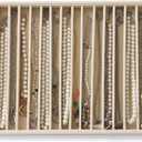 Large Jewelry Organizer for Drawer Insert Velvet Stackable Jewelry Trays for Earring Necklace Bracelet Ring Display (Beige, 16 Grids)